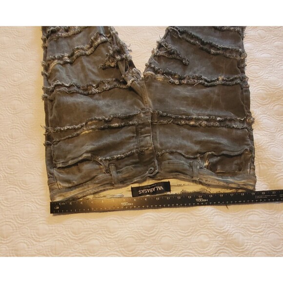 Valabasas Mens Jeans Size 40 Black Stacked Distressed Denim Flares - Picture 8 of 12